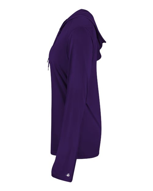 Badger Women's B-Core Long Sleeve Hooded T-Shirt 4165 Purple
