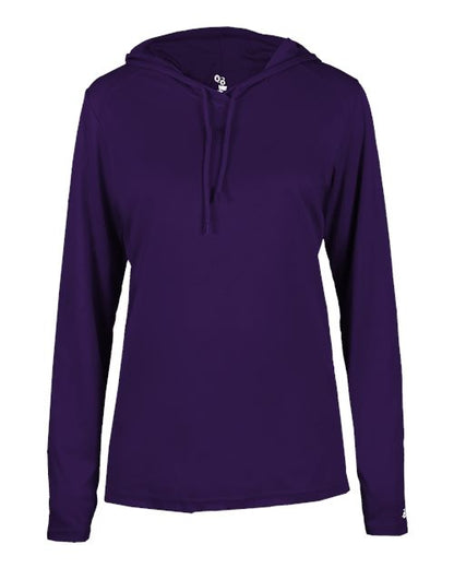 Badger Women's B-Core Long Sleeve Hooded T-Shirt 4165 Purple