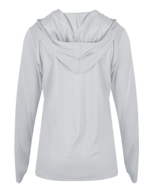 Badger Women's B-Core Long Sleeve Hooded T-Shirt 4165 Silver