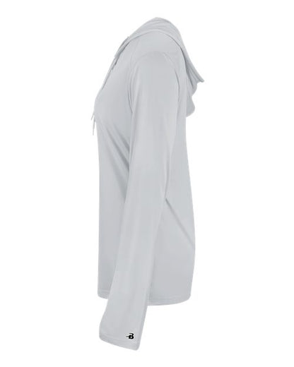 Badger Women's B-Core Long Sleeve Hooded T-Shirt 4165 Silver