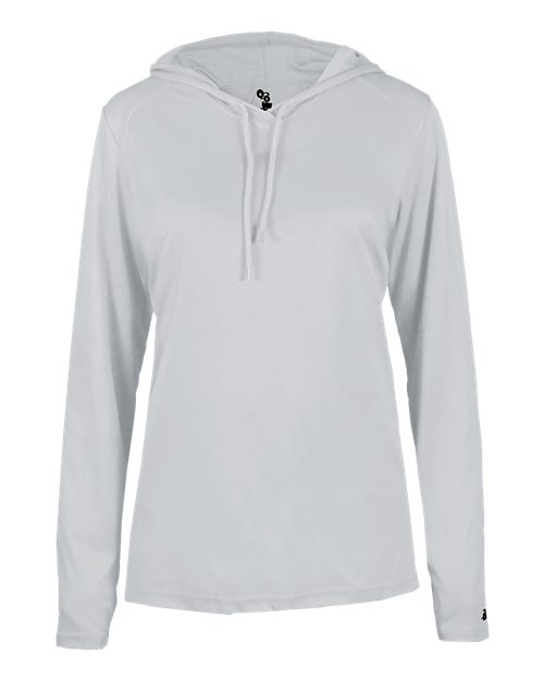 Badger Women's B-Core Long Sleeve Hooded T-Shirt 4165 Silver