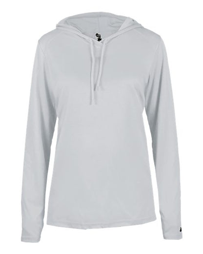 Badger Women's B-Core Long Sleeve Hooded T-Shirt 4165 Silver