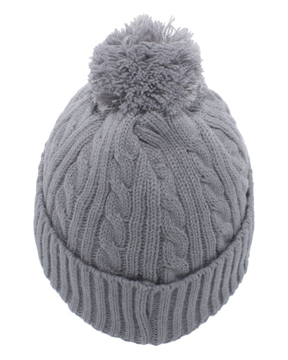 Pacific Headwear Cable Knit Pom-Pom Beanie 643K