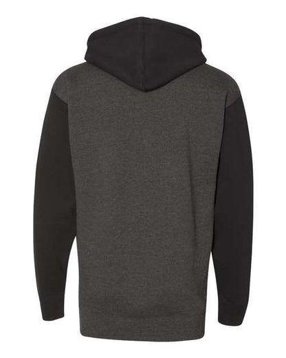 Independent Trading Co. Heavyweight Hooded Sweatshirt IND4000 Charcoal Heather/ Black Custom Embroidered Business Logo