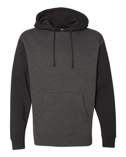 Independent Trading Co. Heavyweight Hooded Sweatshirt IND4000 Charcoal Heather/ Black Custom Embroidered Business Logo