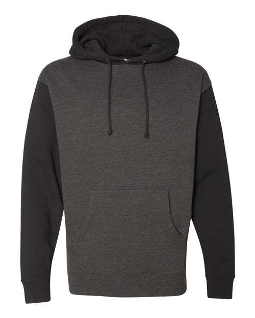 Independent Trading Co. Heavyweight Hooded Sweatshirt IND4000 Charcoal Heather/ Black Custom Embroidered Business Logo