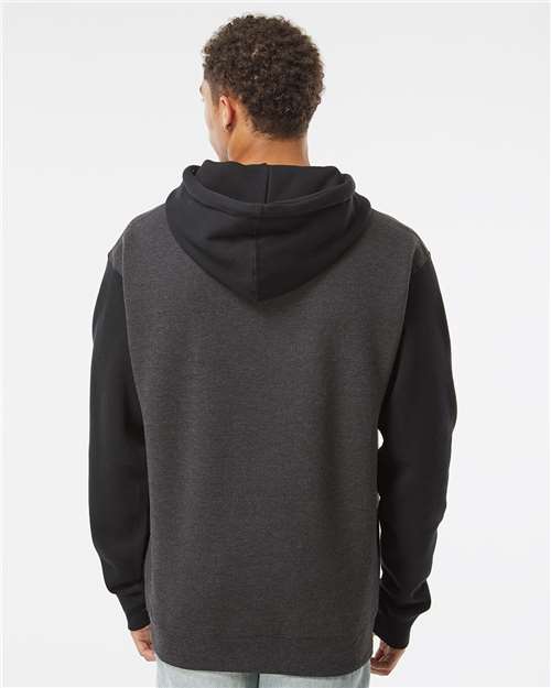 Independent Trading Co. Heavyweight Hooded Sweatshirt IND4000 Charcoal Heather/ Black Custom Embroidered Business Logo