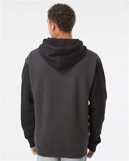 Independent Trading Co. Heavyweight Hooded Sweatshirt IND4000 Charcoal Heather/ Black Custom Embroidered Business Logo