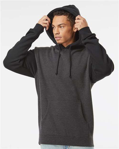 Custom Embroidered  Independent Trading Co. Heavyweight Hooded Sweatshirt IND4000 Charcoal Heather/ Black