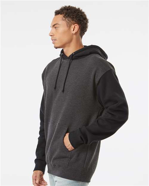 Independent Trading Co. Heavyweight Hooded Sweatshirt IND4000 Charcoal Heather/ Black Custom Embroidered Business Logo