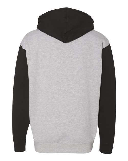 Independent Trading Co. Heavyweight Hooded Sweatshirt IND4000 Grey Heather/ Black Custom Embroidered Business Logo