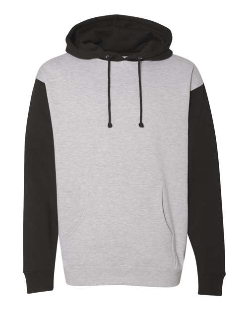 Independent Trading Co. Heavyweight Hooded Sweatshirt IND4000 Grey Heather/ Black Custom Embroidered Business Logo