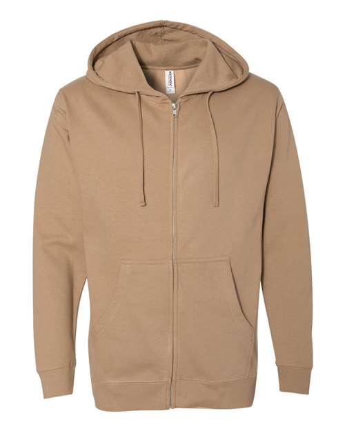 Independent Trading Co. Midweight Full-Zip Hooded Sweatshirt SS4500Z Sandstone Custom Embroidered Business Logo