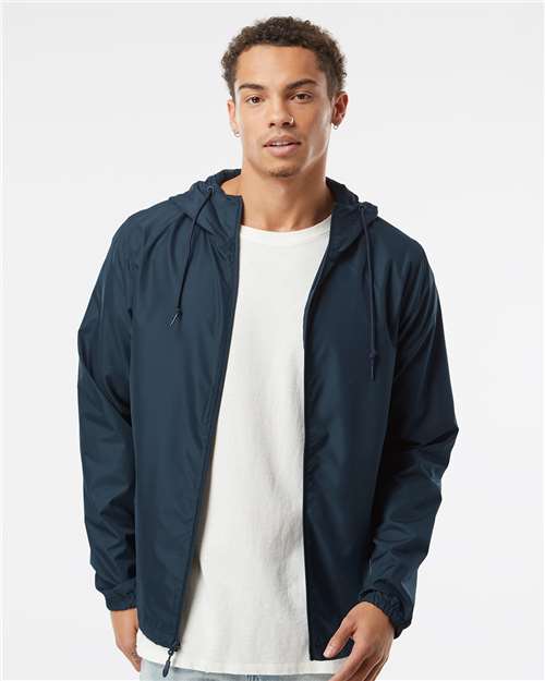 Independent Trading Co. Lightweight Windbreaker Full-Zip Jacket EXP54LWZ Classic Navy Custom Embroidered Business Logo