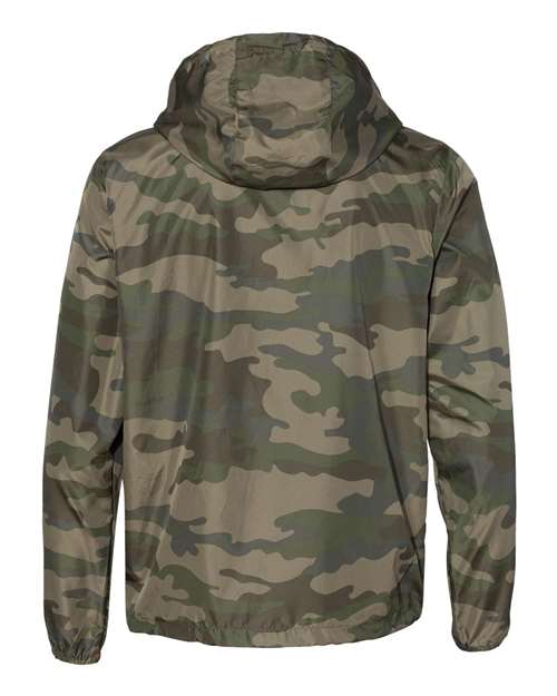 Independent Trading Co. Lightweight Windbreaker Full-Zip Jacket EXP54LWZ Forest Camo Custom Embroidered Business Logo