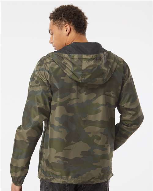 Independent Trading Co. Lightweight Windbreaker Full-Zip Jacket EXP54LWZ Forest Camo Custom Embroidered Business Logo