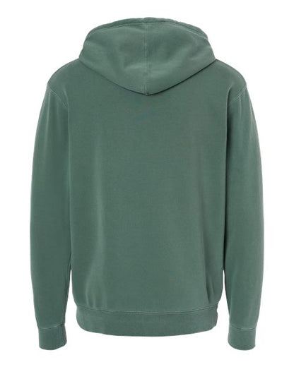 Independent Trading Co. Midweight Pigment-Dyed Hooded Sweatshirt PRM4500 Pigment Alpine Green Custom Embroidered Business Logo