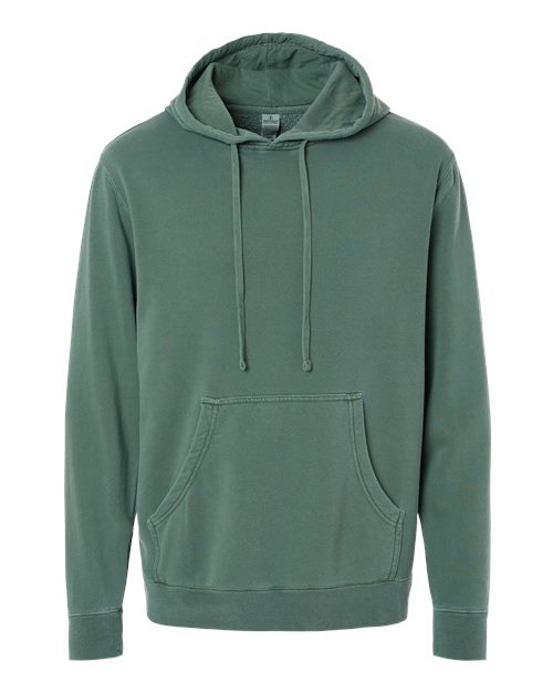 Independent Trading Co. Midweight Pigment-Dyed Hooded Sweatshirt PRM4500 Pigment Alpine Green Custom Embroidered Business Logo