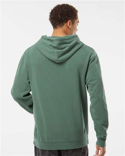 Independent Trading Co. Midweight Pigment-Dyed Hooded Sweatshirt PRM4500 Pigment Alpine Green Custom Embroidered Business Logo