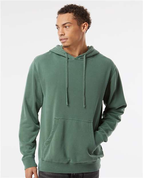 Custom Embroidered  Independent Trading Co. Midweight Pigment-Dyed Hooded Sweatshirt PRM4500 Pigment Alpine Green