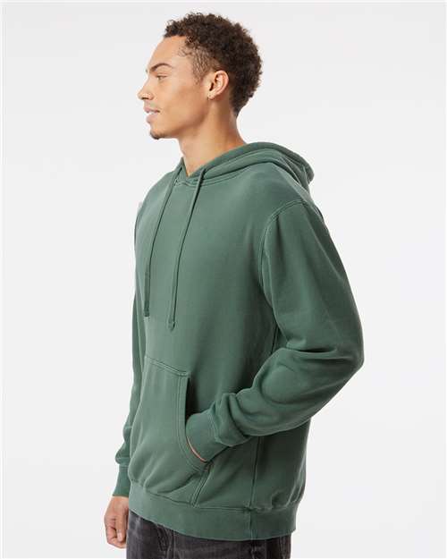 Independent Trading Co. Midweight Pigment-Dyed Hooded Sweatshirt PRM4500 Pigment Alpine Green Custom Embroidered Business Logo