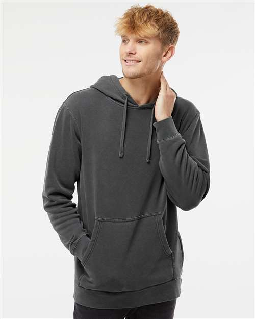 Independent Trading Co. Midweight Pigment-Dyed Hooded Sweatshirt PRM4500 Pigment Amber Custom Embroidered Business Logo