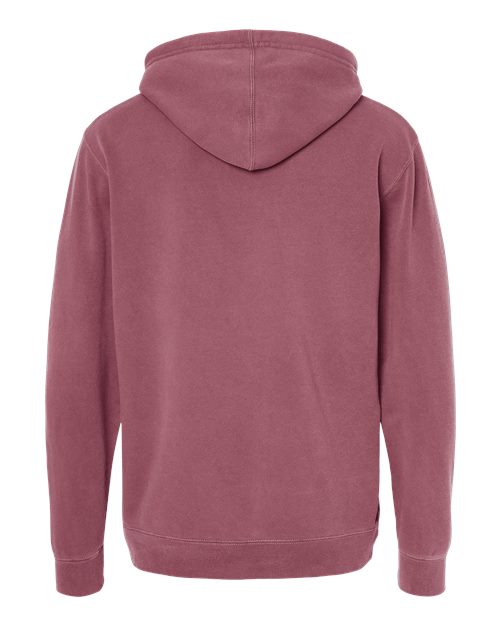 Independent Trading Co. Midweight Pigment-Dyed Hooded Sweatshirt PRM4500 Pigment Maroon Custom Embroidered Business Logo
