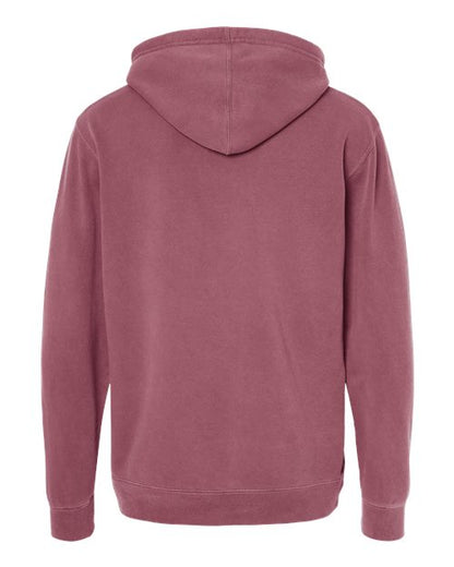 Independent Trading Co. Midweight Pigment-Dyed Hooded Sweatshirt PRM4500 Pigment Maroon Custom Embroidered Business Logo