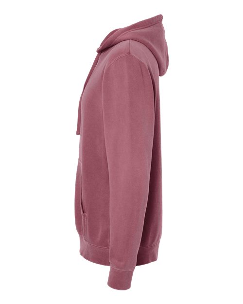 Independent Trading Co. Midweight Pigment-Dyed Hooded Sweatshirt PRM4500 Pigment Maroon Custom Embroidered Business Logo