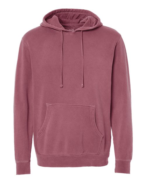 Independent Trading Co. Midweight Pigment-Dyed Hooded Sweatshirt PRM4500 Pigment Maroon Custom Embroidered Business Logo