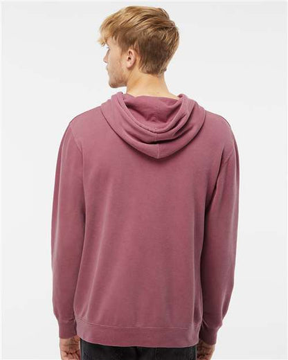 Independent Trading Co. Midweight Pigment-Dyed Hooded Sweatshirt PRM4500 Pigment Maroon Custom Embroidered Business Logo