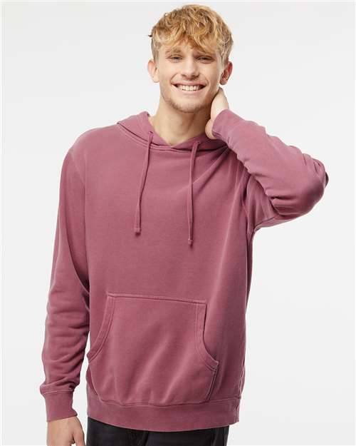 Custom Embroidered  Independent Trading Co. Midweight Pigment-Dyed Hooded Sweatshirt PRM4500 Pigment Maroon