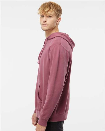 Independent Trading Co. Midweight Pigment-Dyed Hooded Sweatshirt PRM4500 Pigment Maroon Custom Embroidered Business Logo