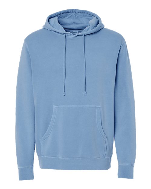 Independent Trading Co. Midweight Pigment-Dyed Hooded Sweatshirt PRM4500 Pigment Light Blue Custom Embroidered Business Logo