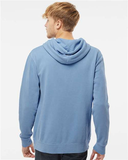 Independent Trading Co. Midweight Pigment-Dyed Hooded Sweatshirt PRM4500 Pigment Light Blue Custom Embroidered Business Logo