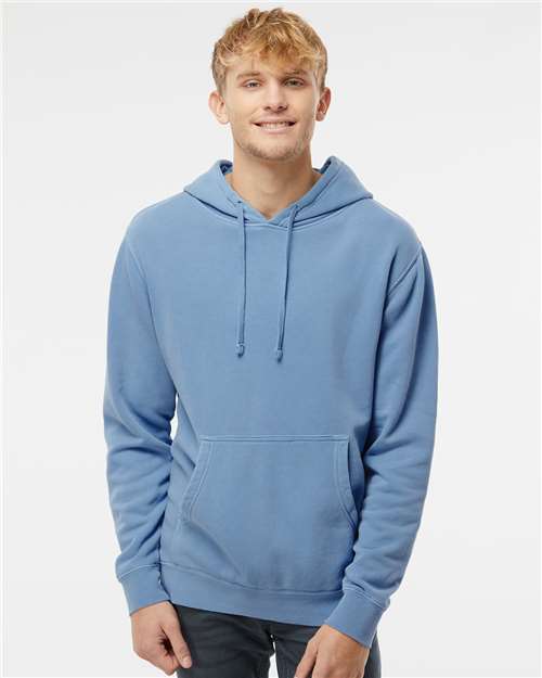 Custom Embroidered  Independent Trading Co. Midweight Pigment-Dyed Hooded Sweatshirt PRM4500 Pigment Light Blue