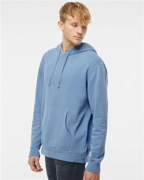 Independent Trading Co. Midweight Pigment-Dyed Hooded Sweatshirt PRM4500 Pigment Light Blue Custom Embroidered Business Logo