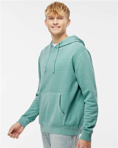 Independent Trading Co. Midweight Pigment-Dyed Hooded Sweatshirt PRM4500 Pigment Mint Custom Embroidered Business Logo