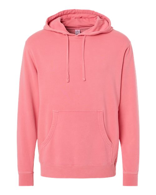 Independent Trading Co. Midweight Pigment-Dyed Hooded Sweatshirt PRM4500 Pigment Pink Custom Embroidered Business Logo