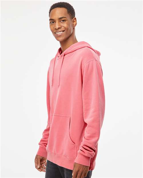 Independent Trading Co. Midweight Pigment-Dyed Hooded Sweatshirt PRM4500 Pigment Pink Custom Embroidered Business Logo