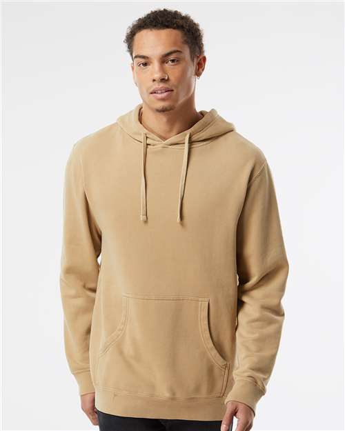 Custom Embroidered  Independent Trading Co. Midweight Pigment-Dyed Hooded Sweatshirt PRM4500 Pigment Sandstone