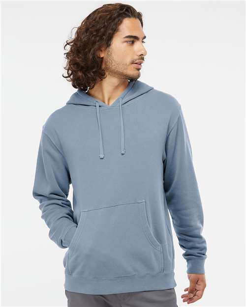 Independent Trading Co. Midweight Pigment-Dyed Hooded Sweatshirt PRM4500 Pigment Slate Blue Custom Embroidered Business Logo