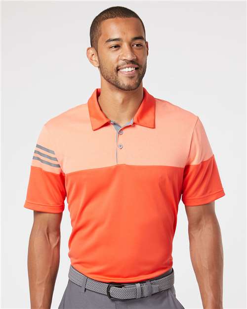 Adidas Heathered 3-Stripes Colorblocked Polo A213 Custom Embroidered Business Logo