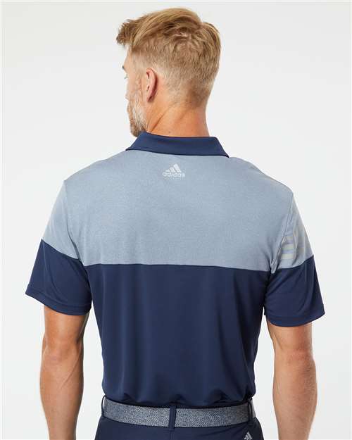 Adidas Heathered 3-Stripes Colorblocked Polo A213 Custom Embroidered Business Logo