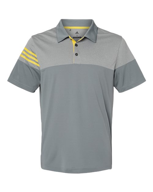 Adidas Heathered 3-Stripes Colorblocked Polo A213 Custom Embroidered Business Logo