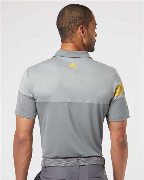 Adidas Heathered 3-Stripes Colorblocked Polo A213 Custom Embroidered Business Logo