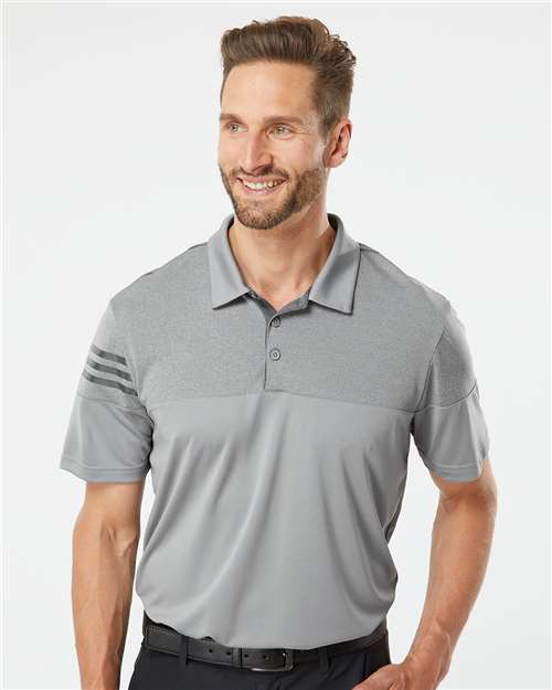 Adidas Heathered 3-Stripes Colorblocked Polo A213 Custom Embroidered Business Logo