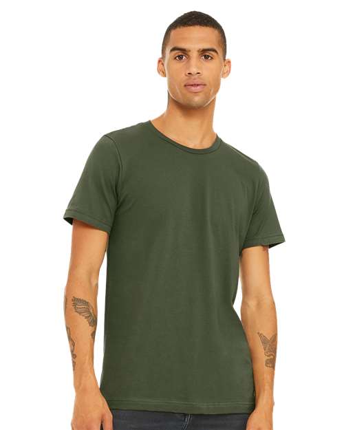 BELLA + CANVAS Jersey Tee 3001 Military Green Custom Embroidered Business Logo