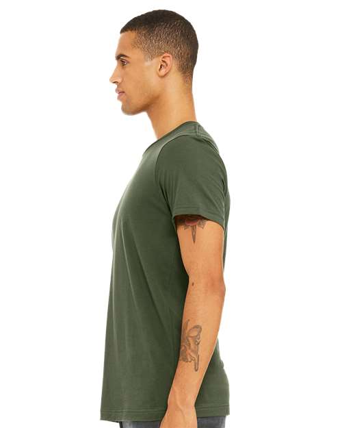 BELLA + CANVAS Jersey Tee 3001 Military Green Custom Embroidered Business Logo