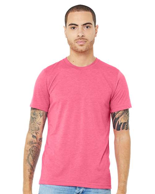 Custom Embroidered  BELLA + CANVAS Triblend Tee 3413 Charity Pink Triblend